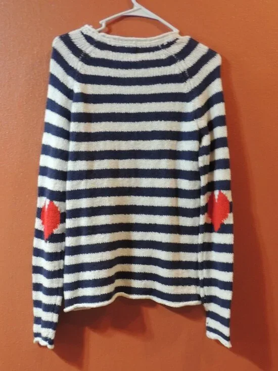 Christian Siriano Knit Sweater NEW Woman Medium Stripes Heart Long Sleeve - Picture 3 of 5